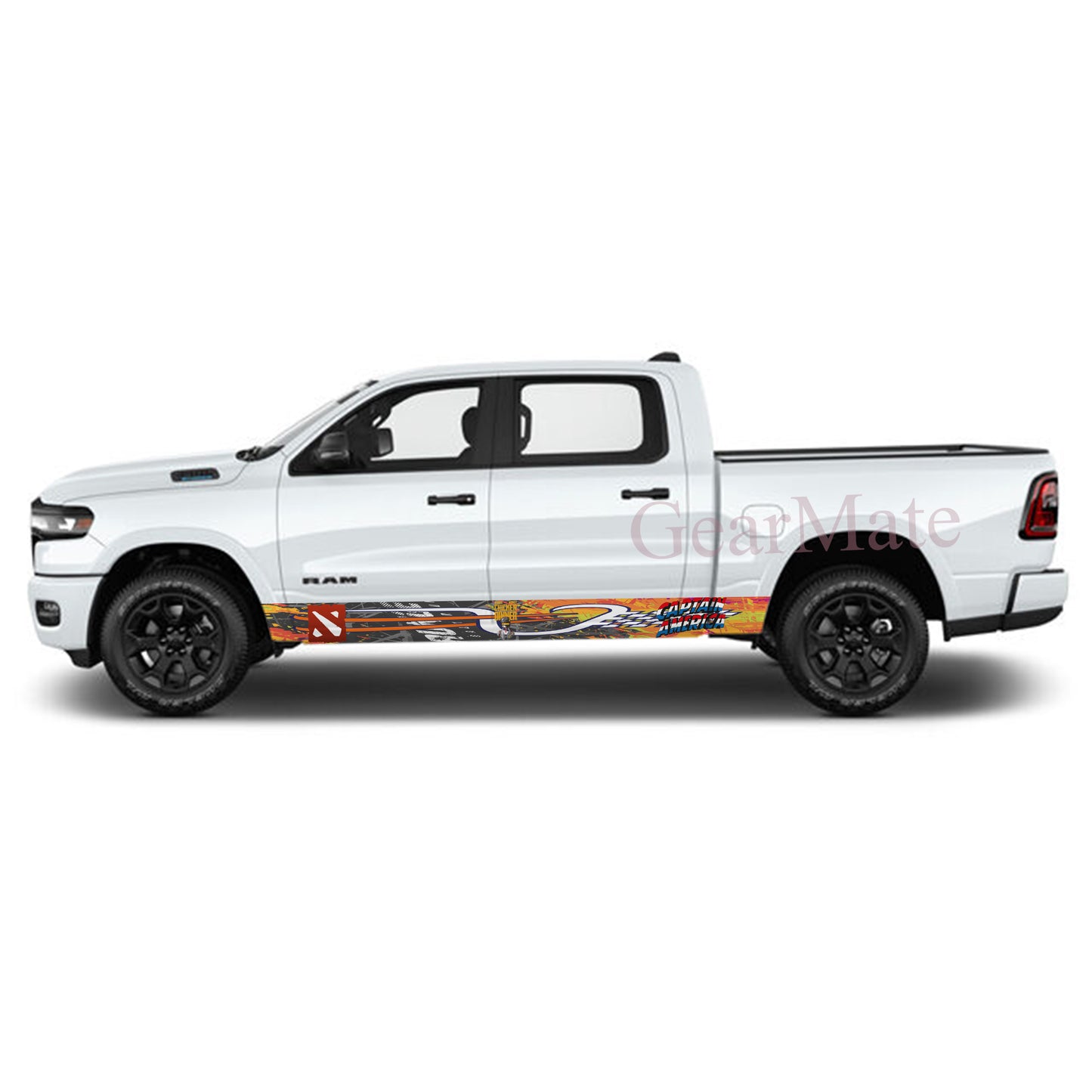 Captain America Games Rocker Panel Graphic Decal Kit (Left & Right Sides) - High Quality Vinyl for Trucks & SUVs