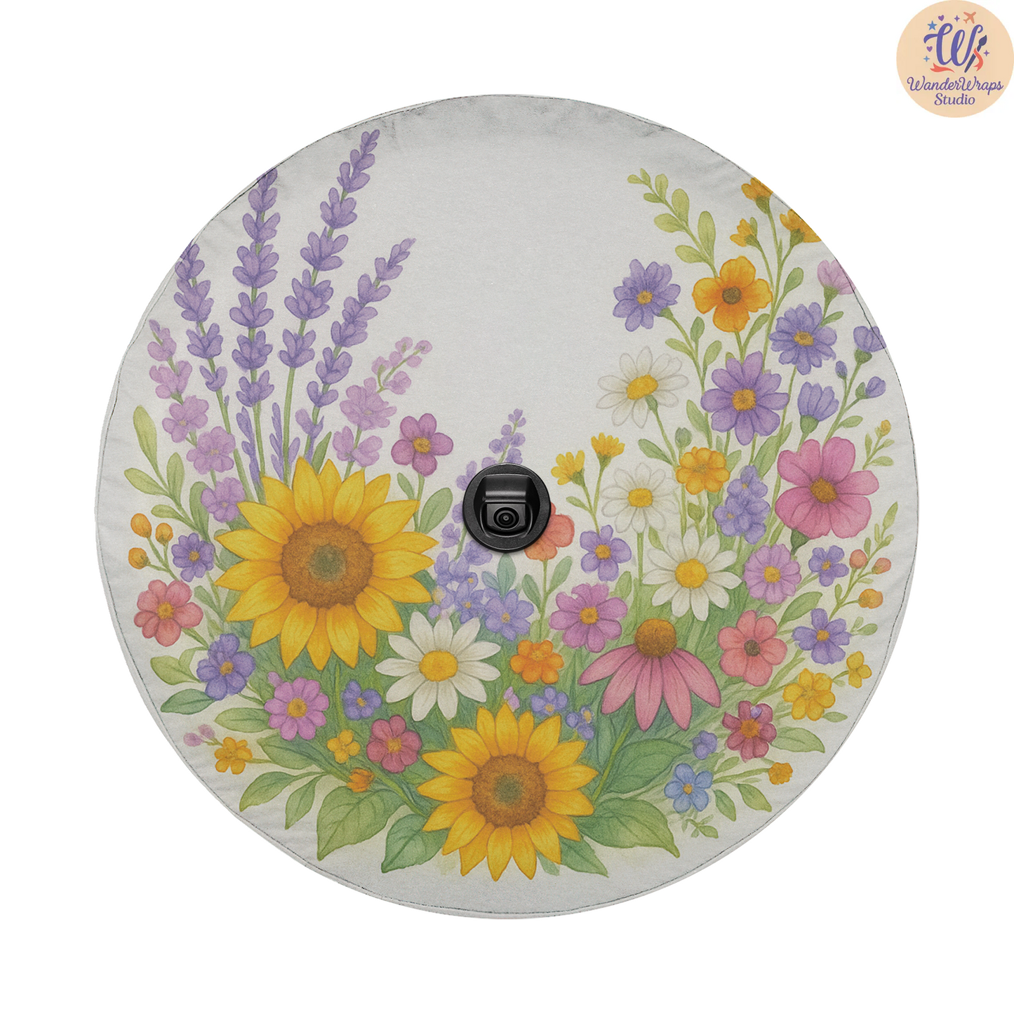 Sunflower Lavender Spare Tire Cover – Waterproof UV Resistant Protector with Camera Hole
