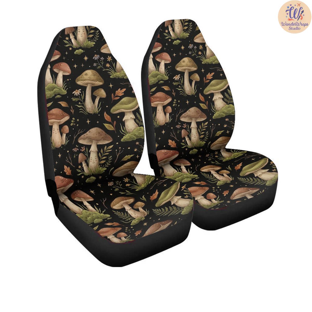 Whimsical Woodland Mushroom Car Seat Covers – High Quality Graphic and Polar Fleece Protector Set