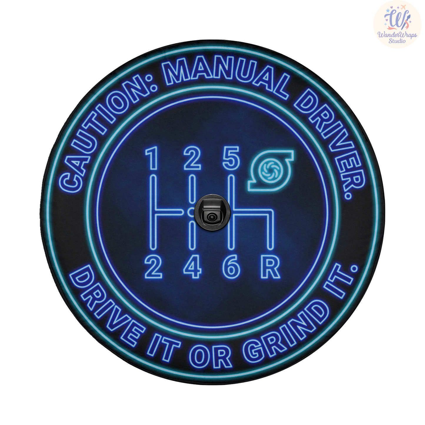 Caution Manual Driver Spare Tire Cover – Waterproof UV Resistant Protector with Camera Hole