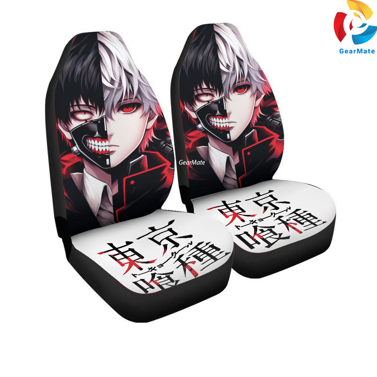 Tokyo Ghoul Two Faces Car Seat Covers – High Quality Graphic and Polar Fleece Protector Set