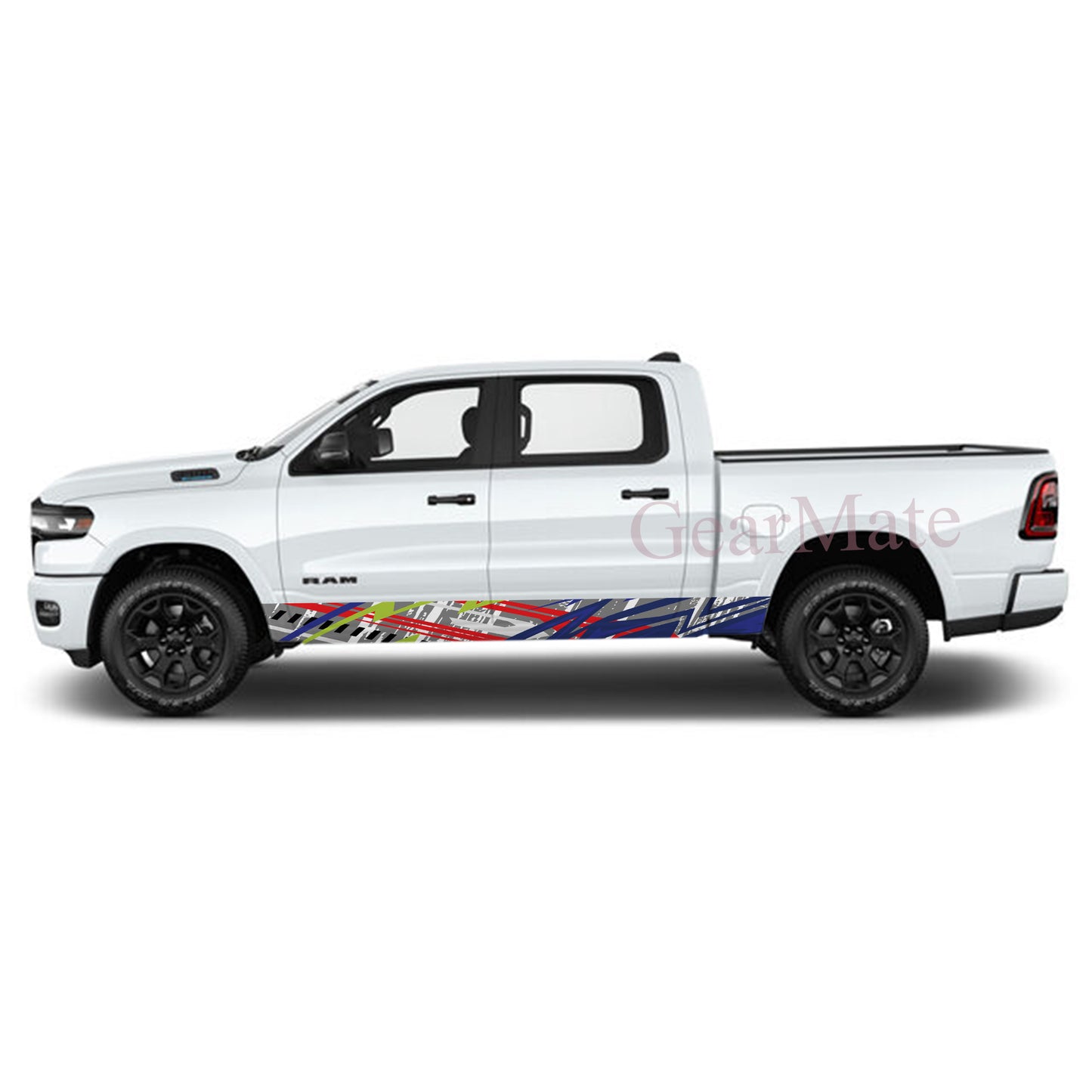 Racing Stripe Blue Red Rocker Panel Graphic Decal Kit (Left & Right Sides) - High Quality Vinyl for Trucks & SUVs