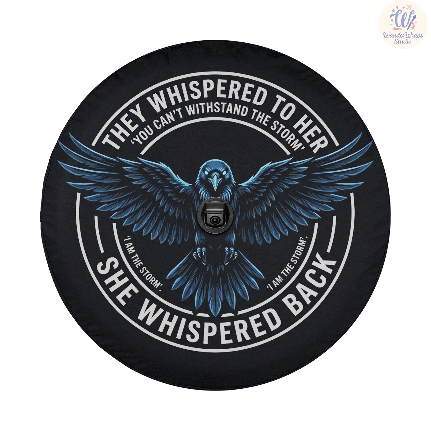 Raven I Am The Storm Spare Tire Cover – Waterproof UV Resistant Protector with Camera Hole