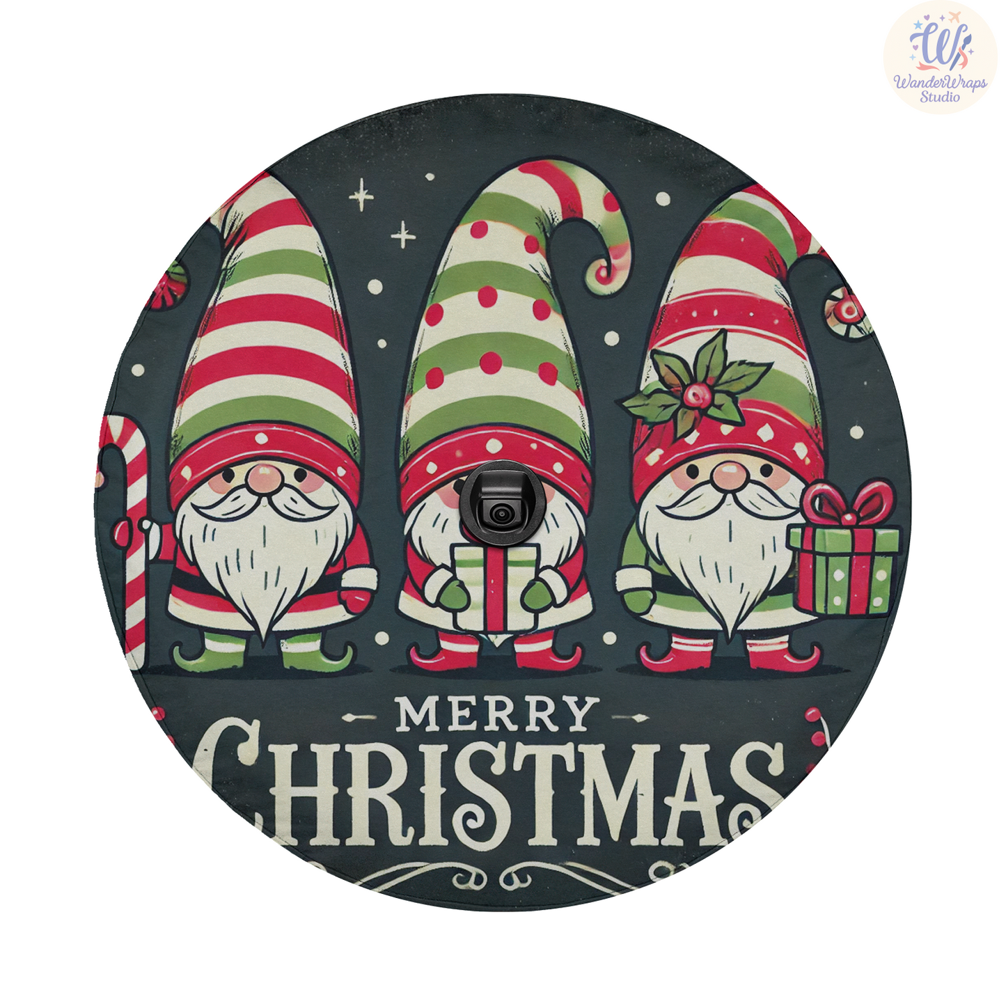 Merry Christmas Gnome Spare Tire Cover – Waterproof UV Resistant Protector with Camera Hole