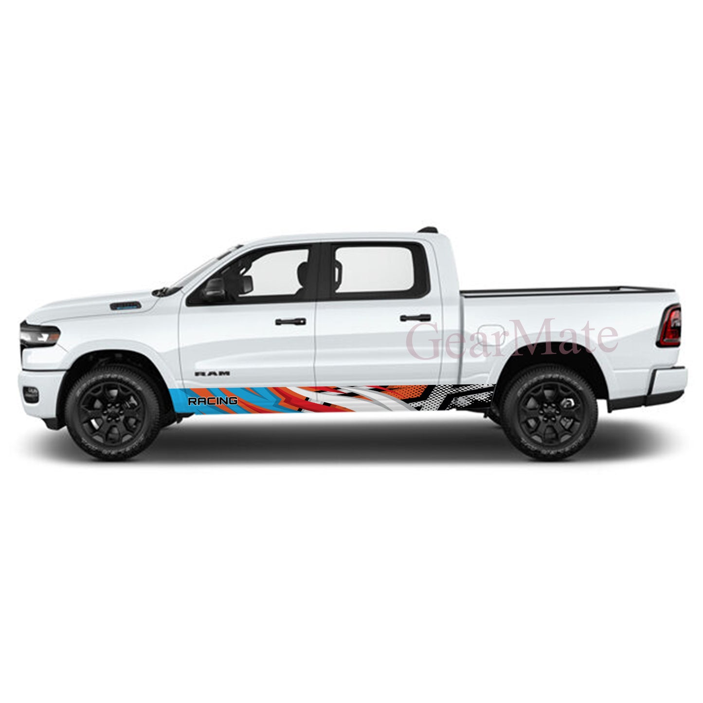 Racing BRed Rocker Panel Graphic Decal Kit (Left & Right Sides) - High Quality Vinyl for Trucks & SUVs