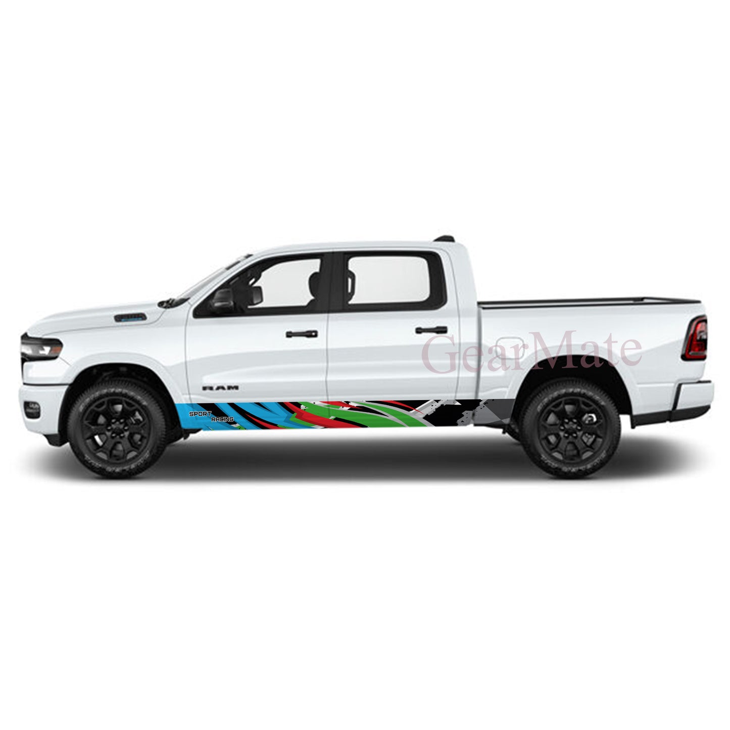 Sport Racing BRG Rocker Panel Graphic Decal Kit (Left & Right Sides) - High Quality Vinyl for Trucks & SUVs