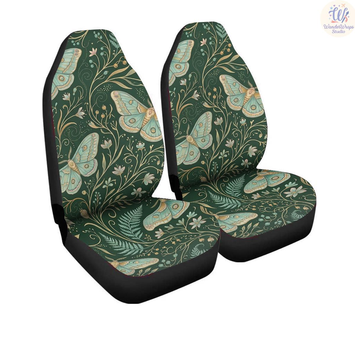 Emerald Moth Garden Car Seat Covers – High Quality Graphic and Polar Fleece Protector Set