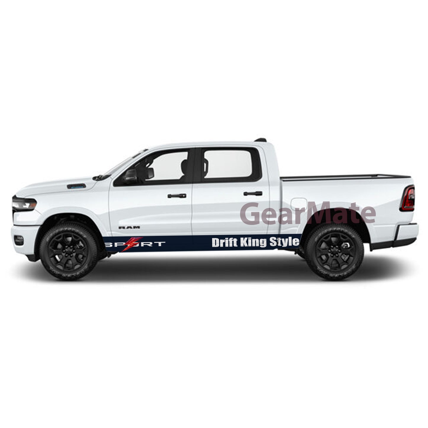 Sport Drift King Style Rocker Panel Graphic Decal Kit (Left & Right Sides) - High Quality Vinyl for Trucks & SUVs