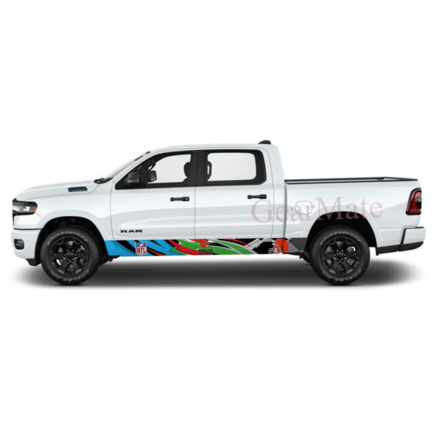 NFL Cleveland Browns 2 Rocker Panel Graphic Decal Kit (Left & Right Sides) - High Quality Vinyl for Trucks & SUVs
