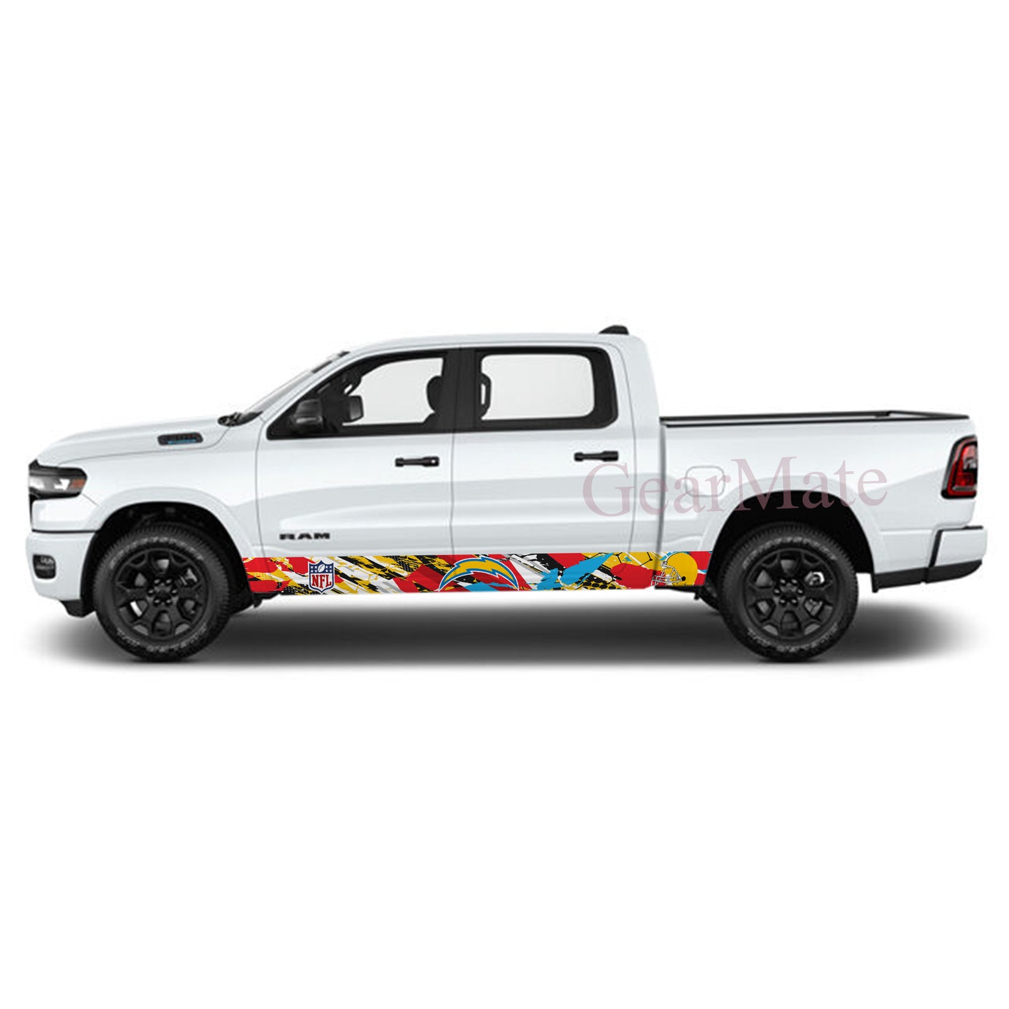 NFL Los Angeles Chargers Rocker Panel Graphic Decal Kit (Left & Right Sides) - High Quality Vinyl for Trucks & SUVs