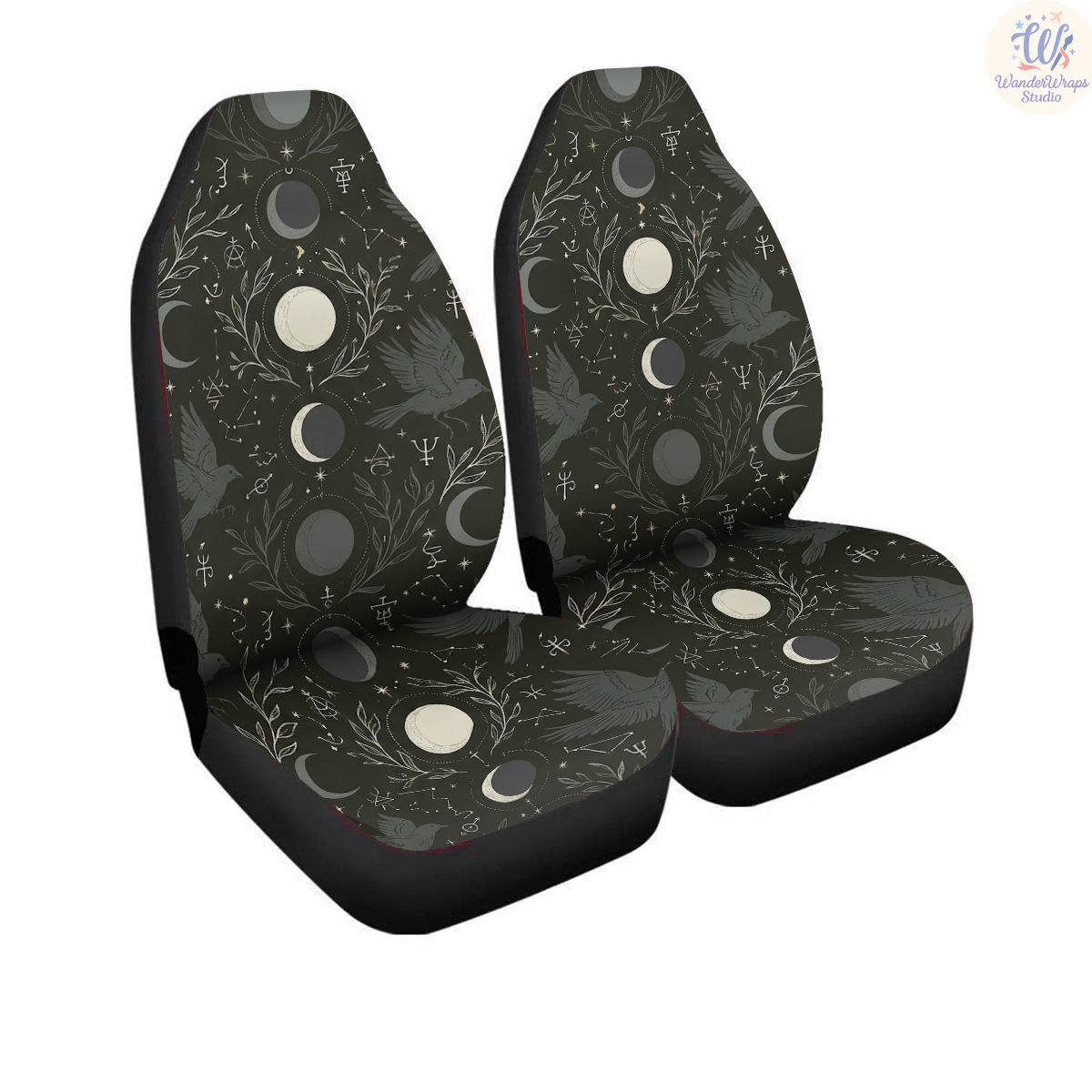 Nocturne Aviary Witch’s Sigil Car Seat Covers – High Quality Graphic and Polar Fleece Protector Set