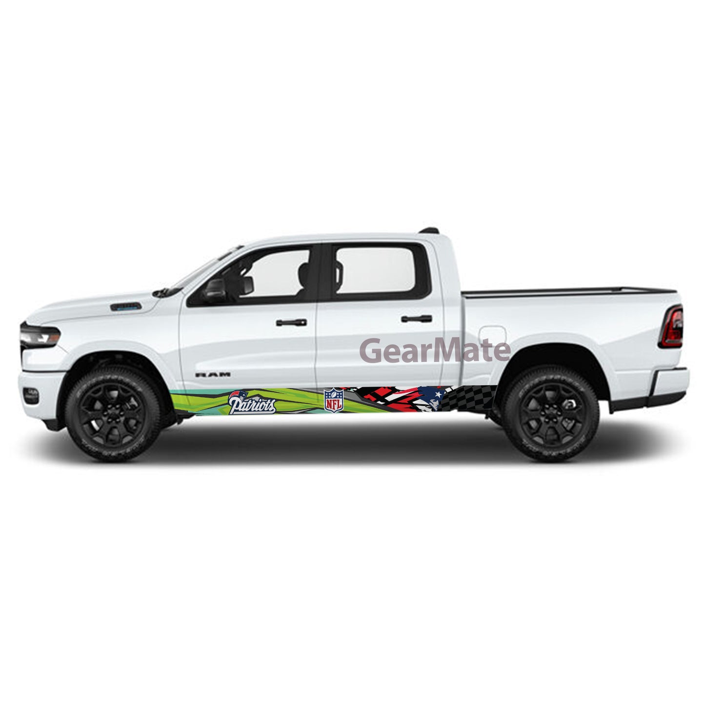 NFL New England Patriots Rocker Panel Graphic Decal Kit (Left & Right Sides) - High Quality Vinyl for Trucks & SUVs