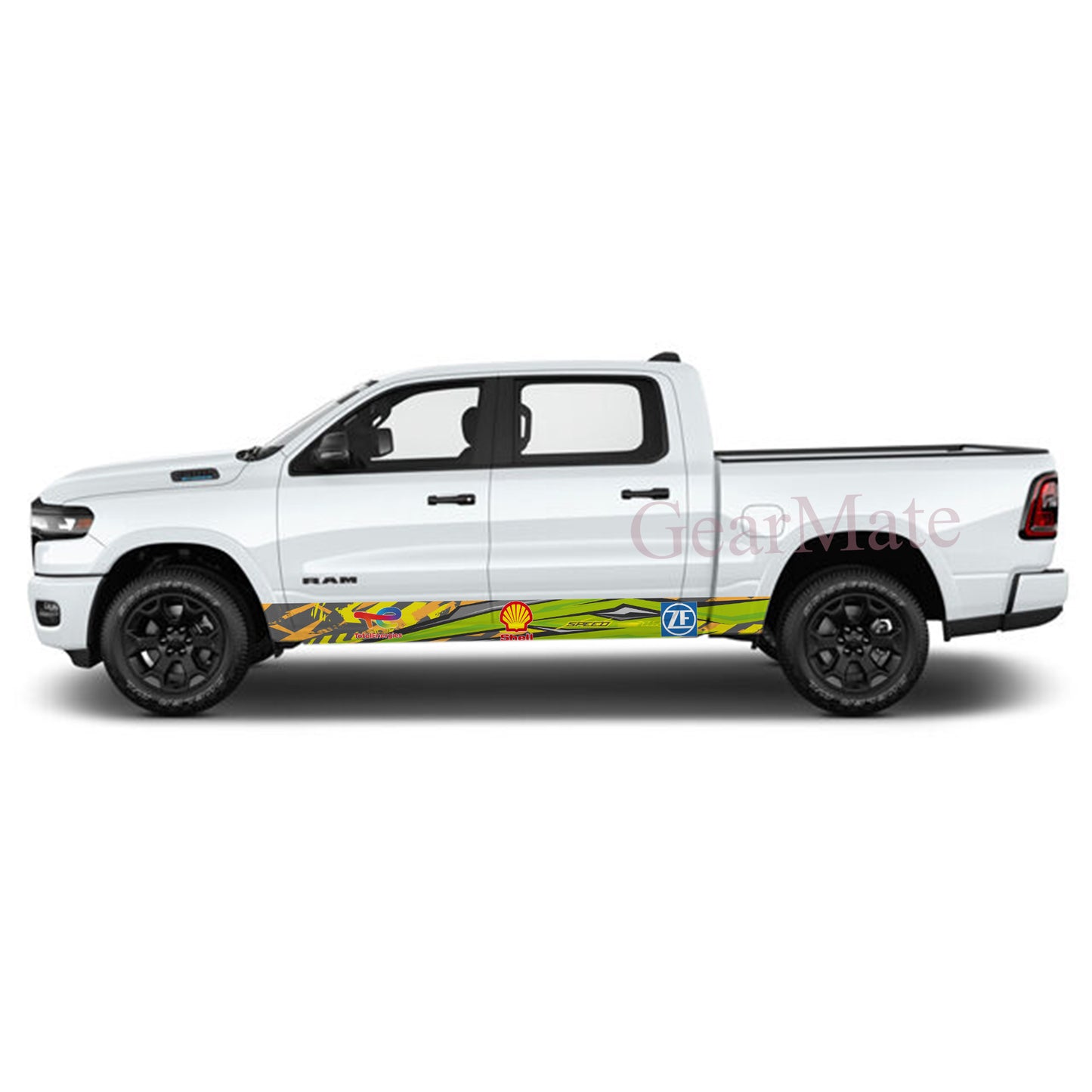 Green Speed Shell Rocker Panel Graphic Decal Kit (Left & Right Sides) - High Quality Vinyl for Trucks & SUVs