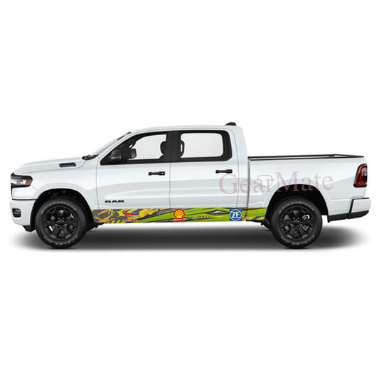 Green Speed Shell Rocker Panel Graphic Decal Kit (Left & Right Sides) - High Quality Vinyl for Trucks & SUVs