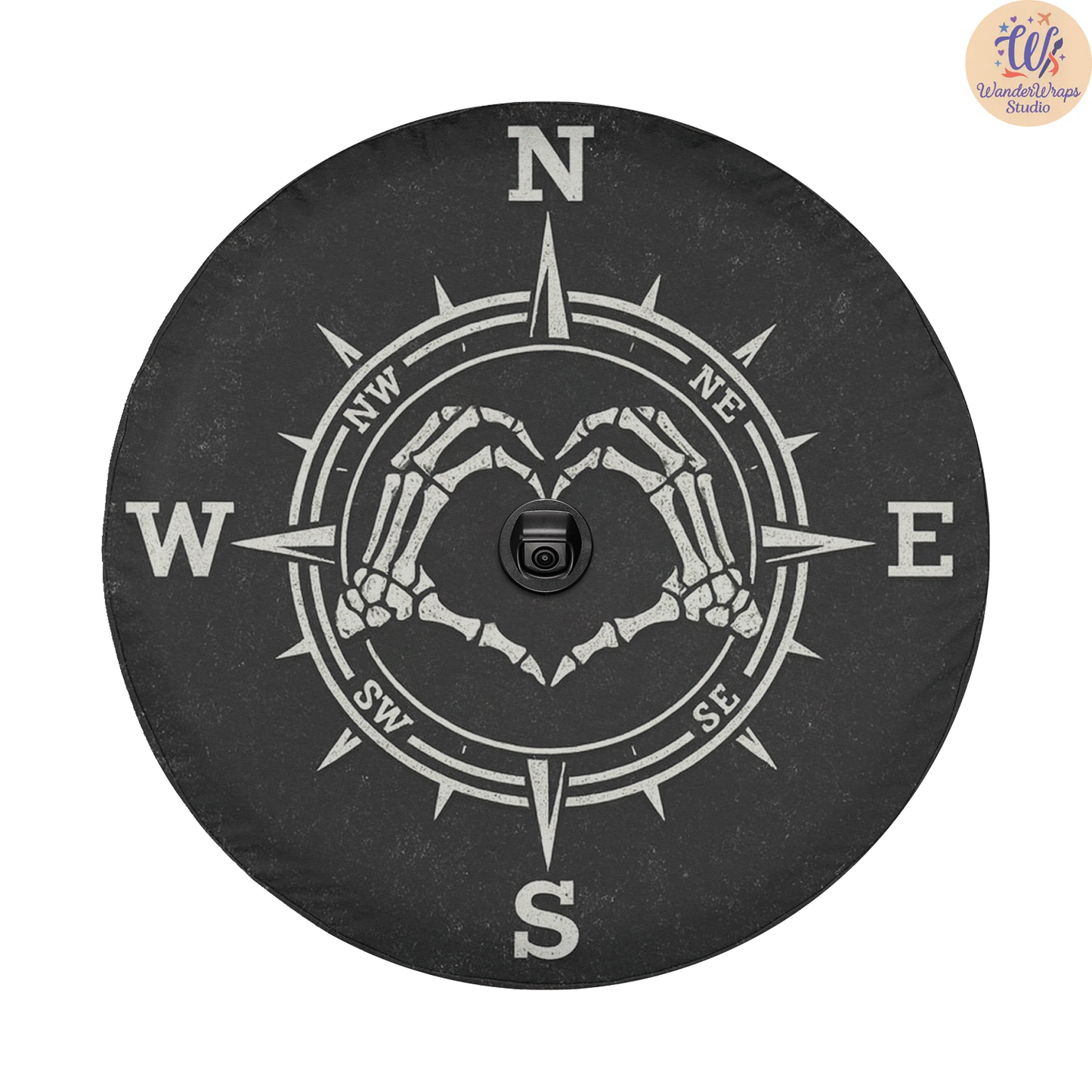 Skeleton Heart Hand Spare Tire Cover – Waterproof UV Resistant Protector with Camera Hole
