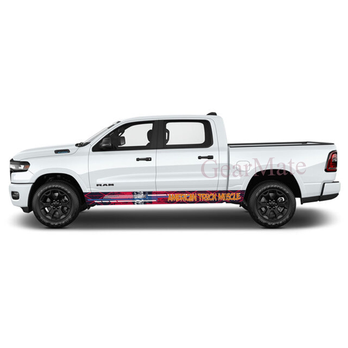 American Truck Muscle Rocker Panel Graphic Decal Kit (Left & Right Sides) - High Quality Vinyl for Trucks & SUVs