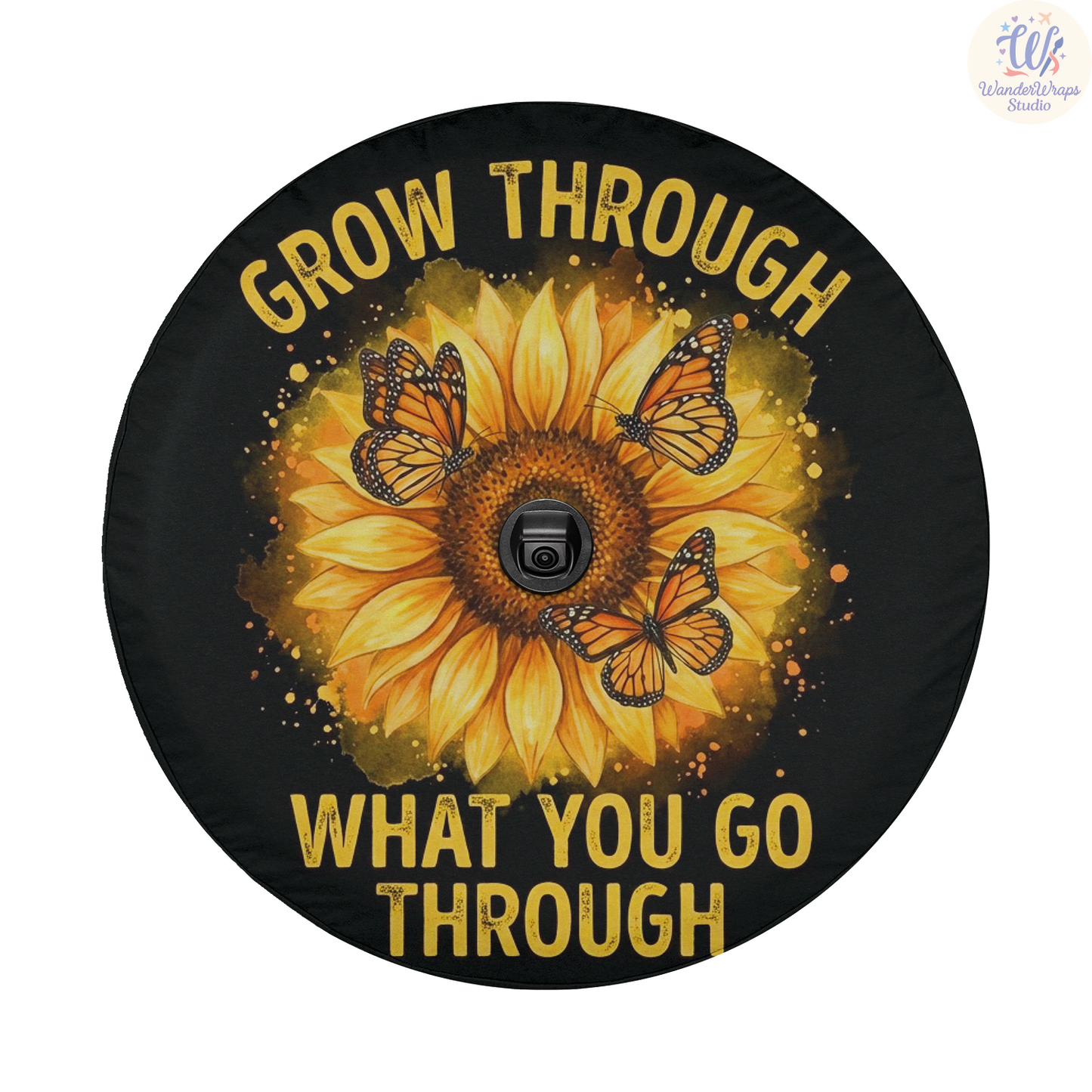 Grow Through What You Go Through Spare Tire Cover – Waterproof UV Resistant Protector with Camera Hole