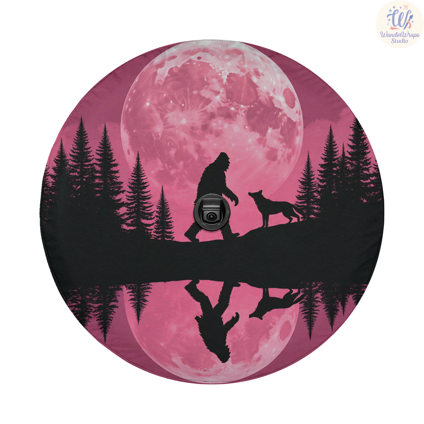 Pink Moon Big Foot Spare Tire Cover – Waterproof UV Resistant Protector with Camera Hole