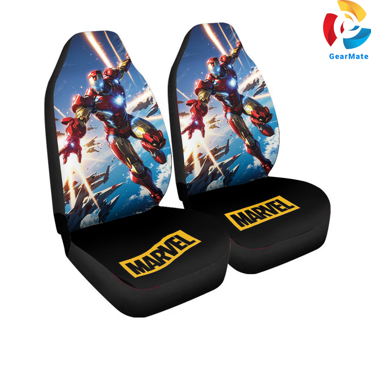 Marvel Iron Man Marvel Legends Car Seat Covers – High Quality Graphic and Polar Fleece Protector Set