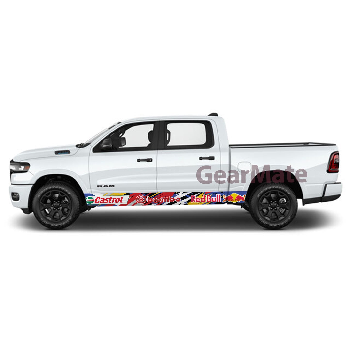Racing Stripe RY Brembo Castrol Redbull Rocker Panel Graphic Decal Kit (Left & Right Sides) - High Quality Vinyl for Trucks & SUVs