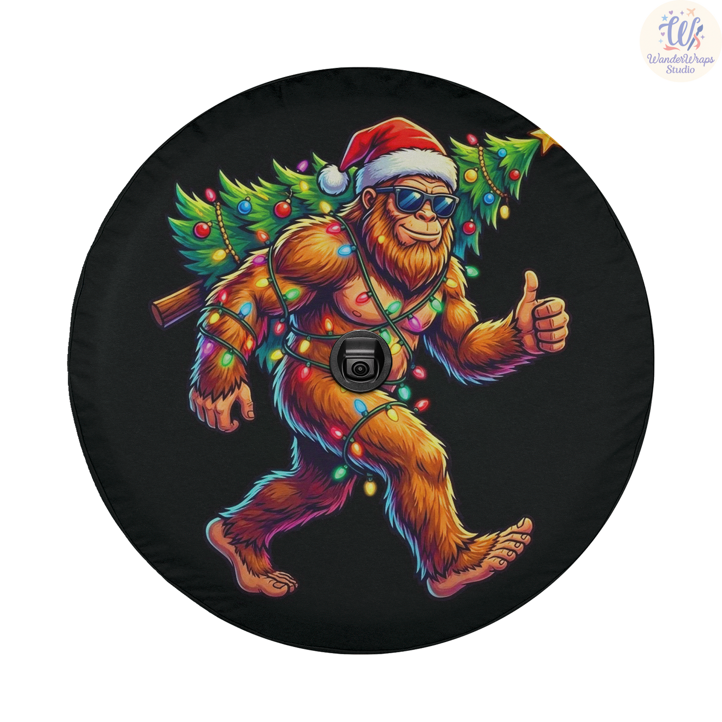 Big Foot Christmas Tree Spare Tire Cover – Waterproof UV Resistant Protector with Camera Hole