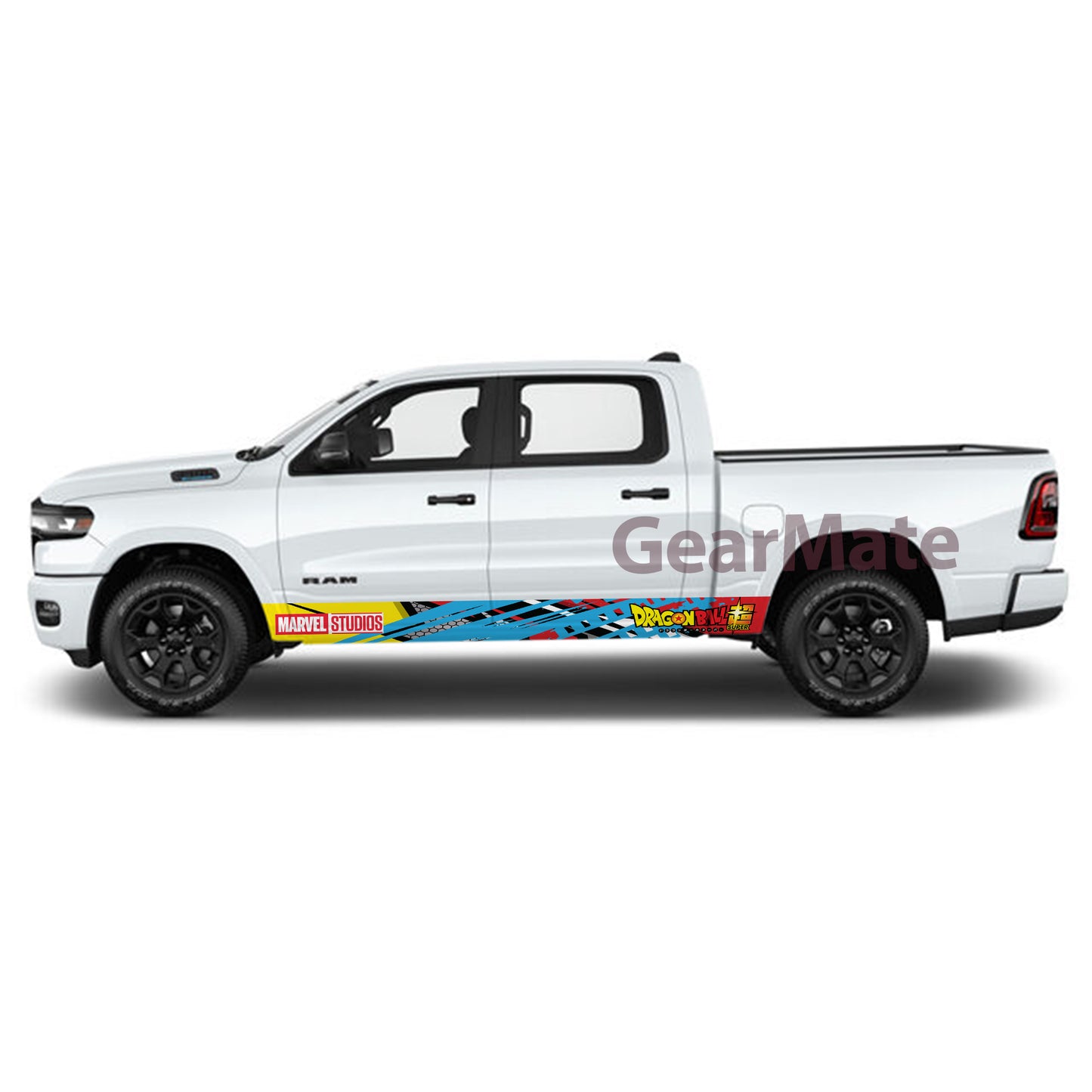 Racing YBR Marvel Dragon Ball Super Rocker Panel Graphic Decal Kit (Left & Right Sides) - High Quality Vinyl for Trucks & SUVs