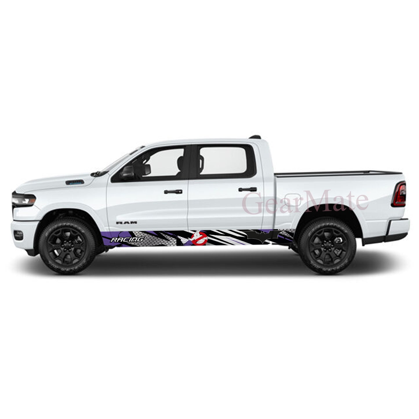 Sport Purple Ghost Busters Rocker Panel Graphic Decal Kit (Left & Right Sides) - High Quality Vinyl for Trucks & SUVs