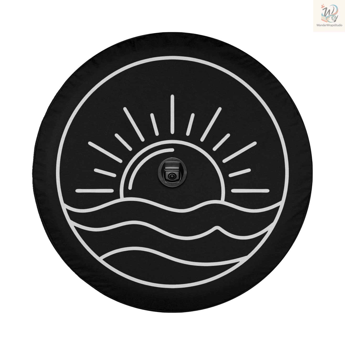 Sunset and Waves Spare Tire Cover – Waterproof UV Resistant Protector with Camera Hole