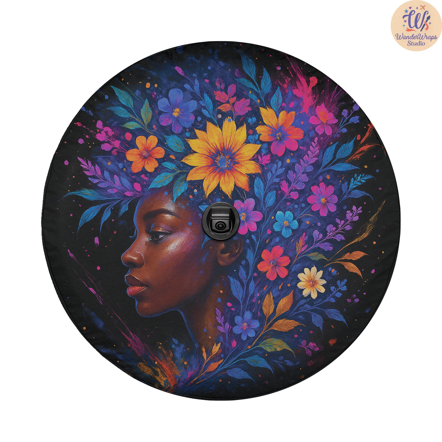 Beautiful Black Woman Spare Tire Cover – Waterproof UV Resistant Protector with Camera Hole
