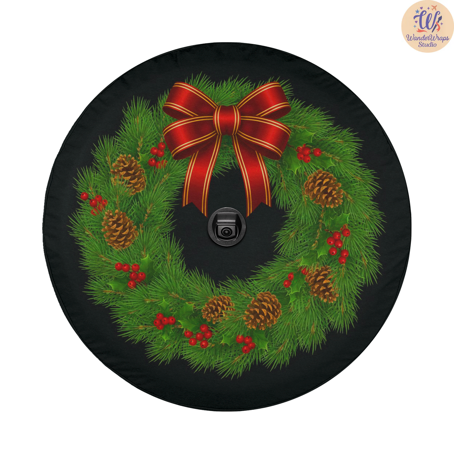 Christmas Bow Spare Tire Cover – Waterproof UV Resistant Protector with Camera Hole