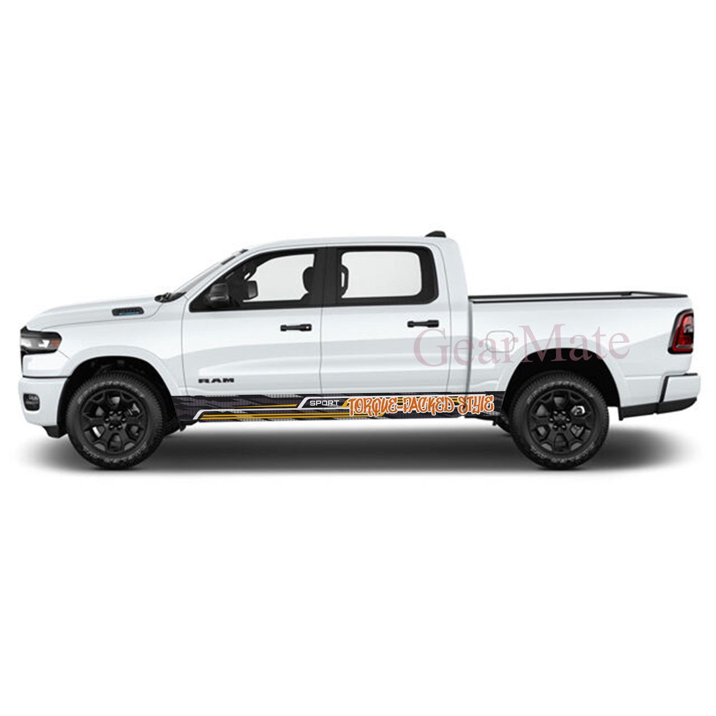 Torque-Packed Style Rocker Panel Graphic Decal Kit (Left & Right Sides) - High Quality Vinyl for Trucks & SUVs