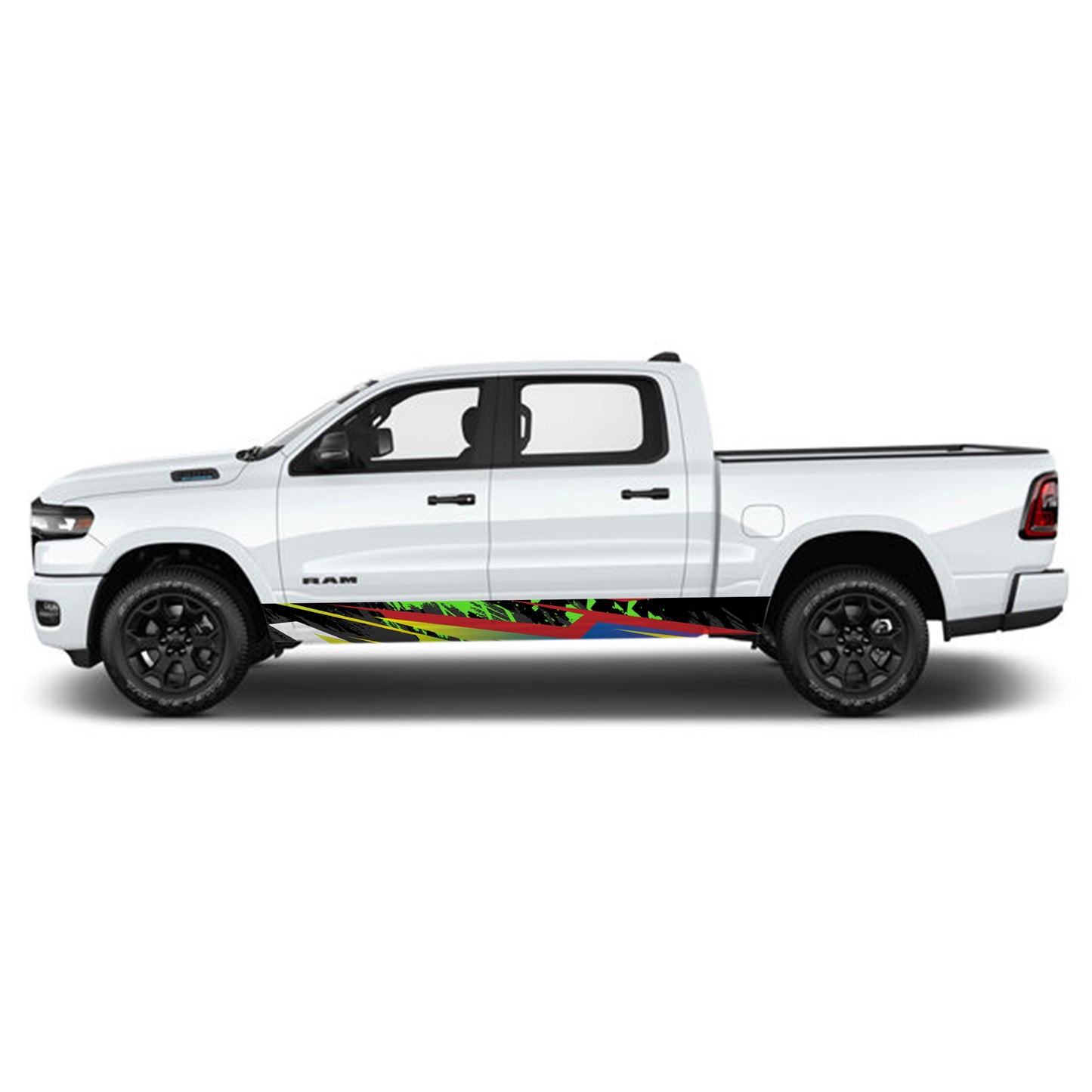 Green Mix Rocker Panel Graphic Decal Kit (Left & Right Sides) - High Quality Vinyl for Trucks & SUVs