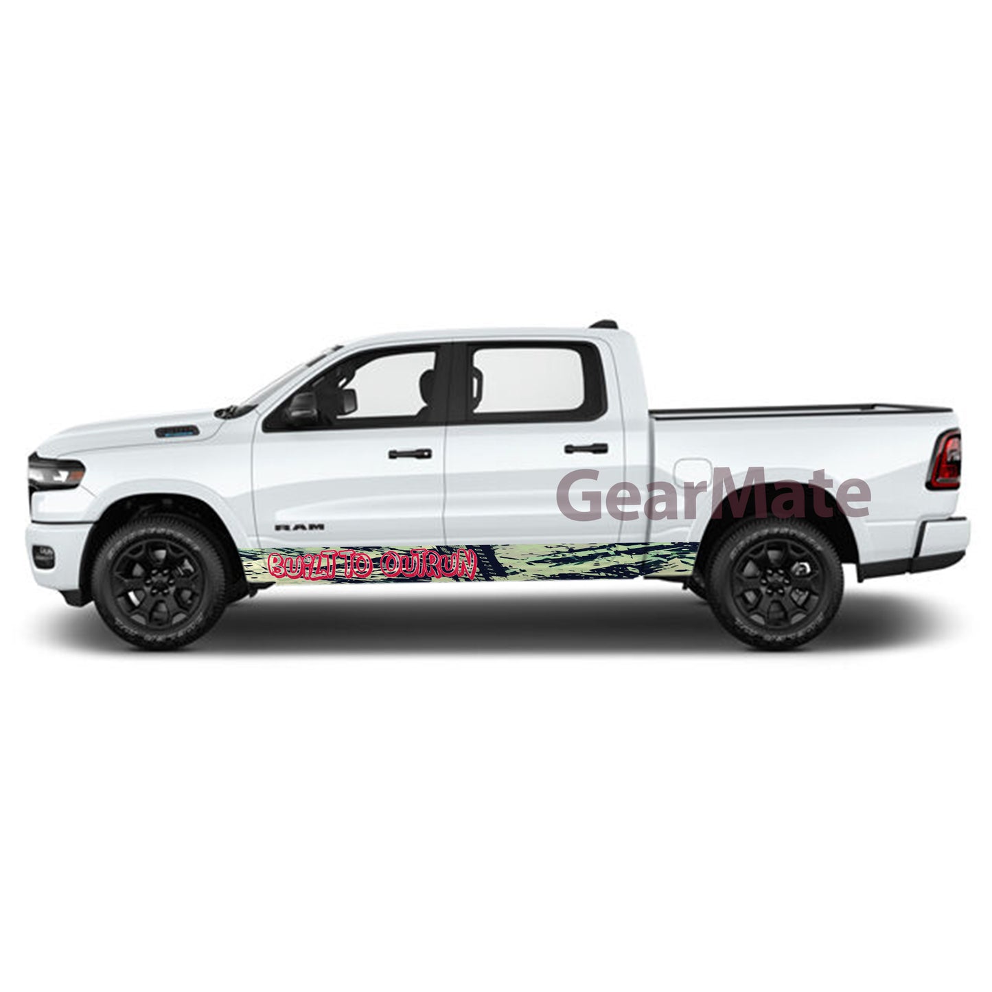 Built to Outrun Rocker Panel Graphic Decal Kit (Left & Right Sides) - High Quality Vinyl for Trucks & SUVs