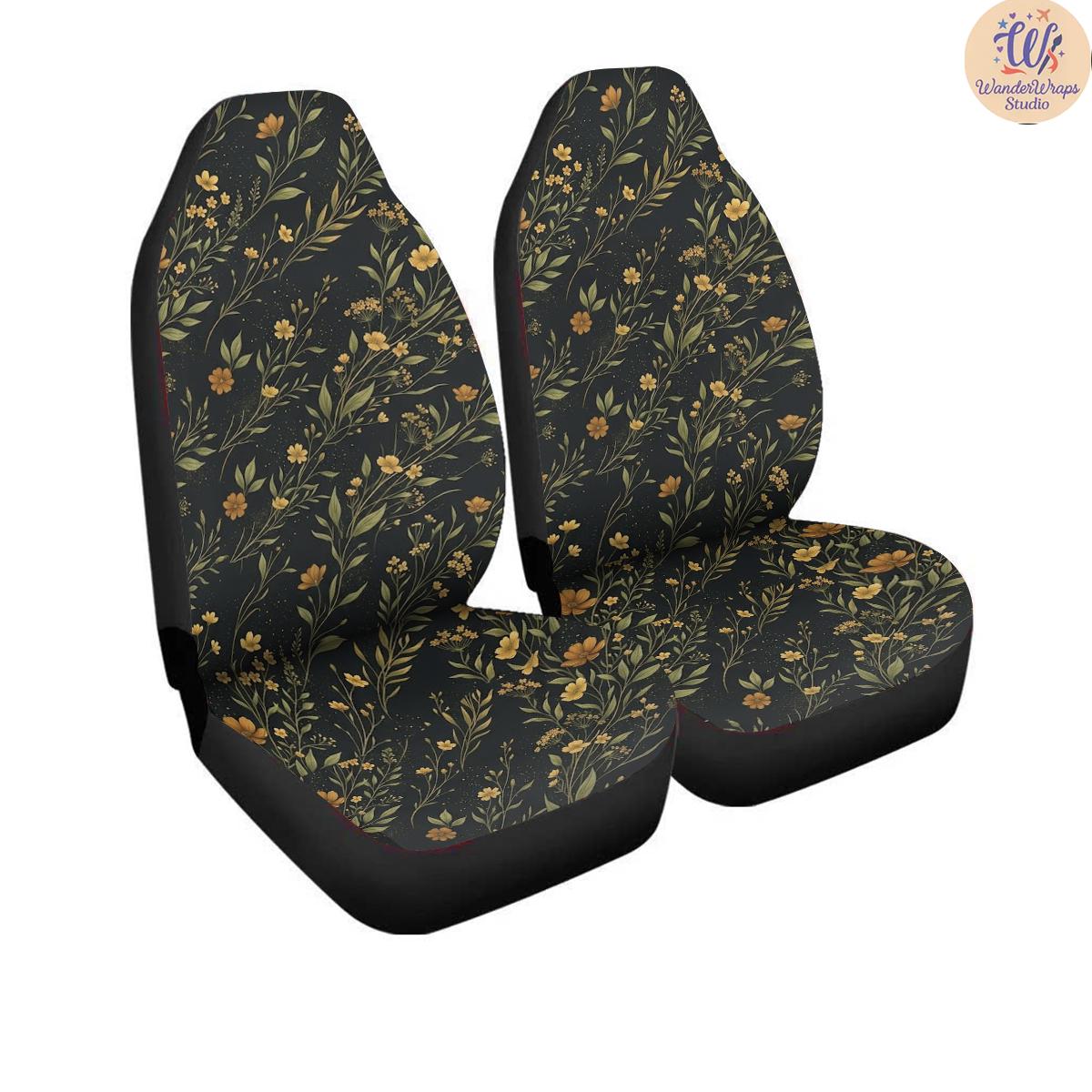 Moody Botanical Wildflower Car Seat Covers – High Quality Graphic and Polar Fleece Protector Set