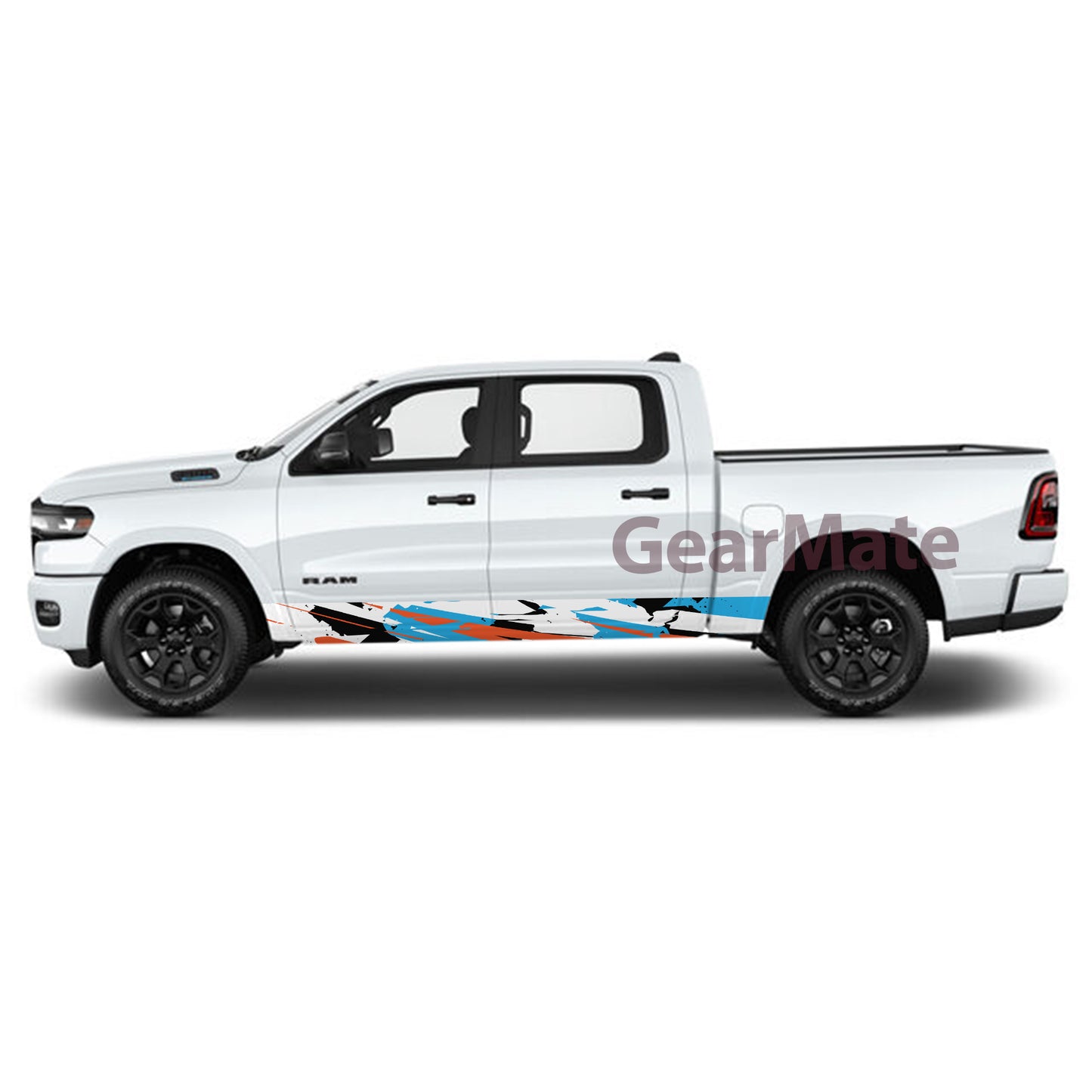 Racing Sky Blue Rocker Panel Graphic Decal Kit (Left & Right Sides) - High Quality Vinyl for Trucks & SUVs