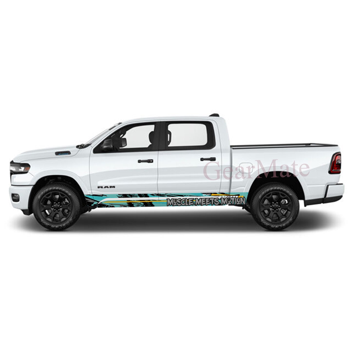Muscle Meets Motion Rocker Panel Graphic Decal Kit (Left & Right Sides) - High Quality Vinyl for Trucks & SUVs