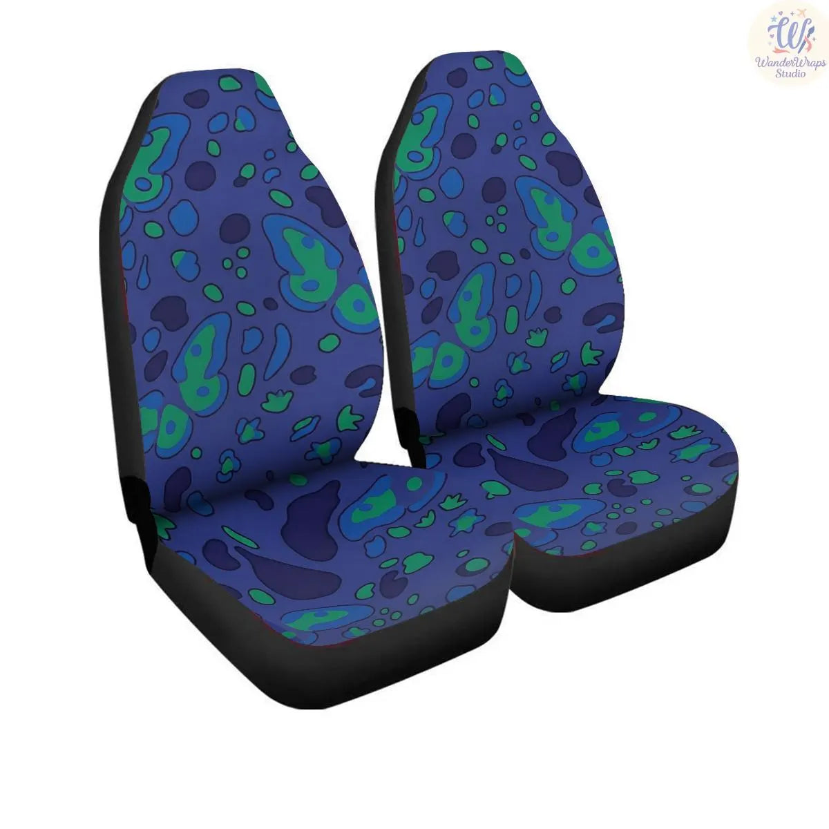 Electric Jungle Leopard Spots Car Seat Covers – High Quality Graphic and Polar Fleece Protector Set