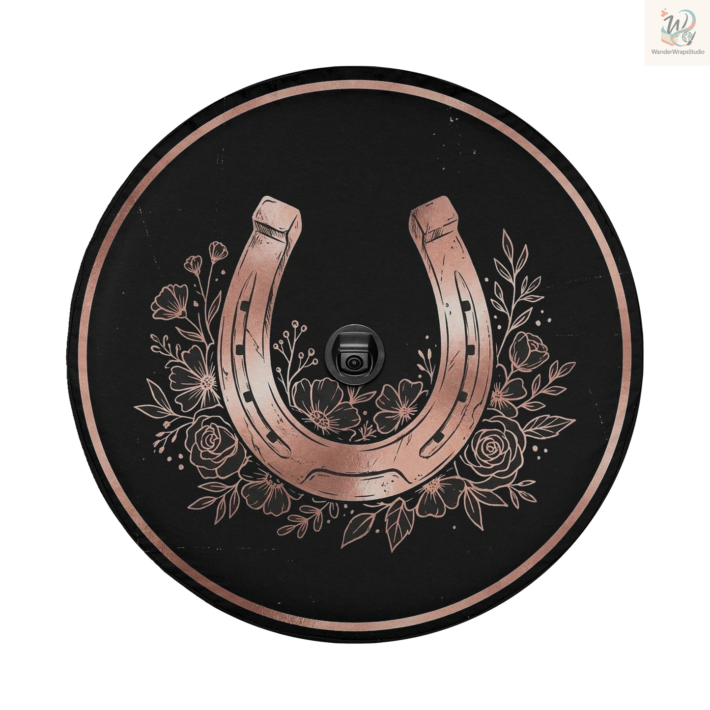 Rose Pink Horseshoe Spare Tire Cover – Waterproof UV Resistant Protector with Camera Hole
