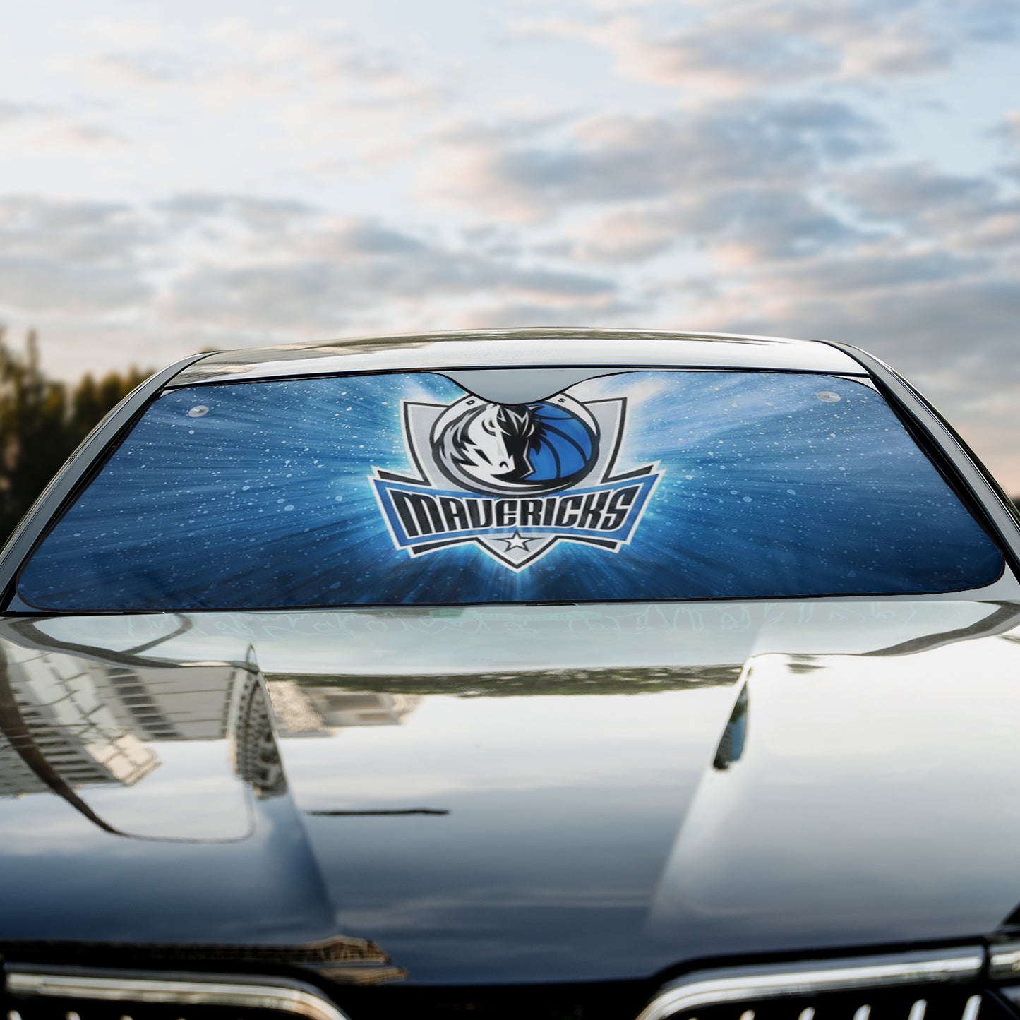 Dallas Maverick Team Logo Reflective Car Sunshade – Premium Heat & UV Protection, Universal Fit