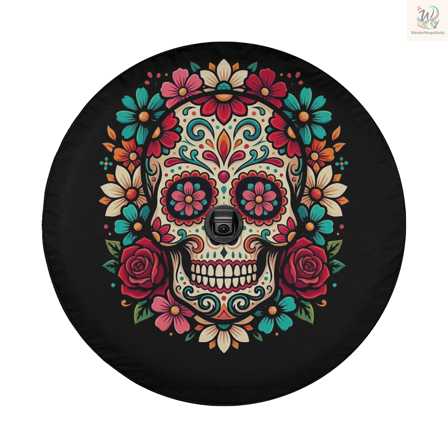 Dia De Los Muertos Spare Tire Cover – Waterproof UV Resistant Protector with Camera Hole