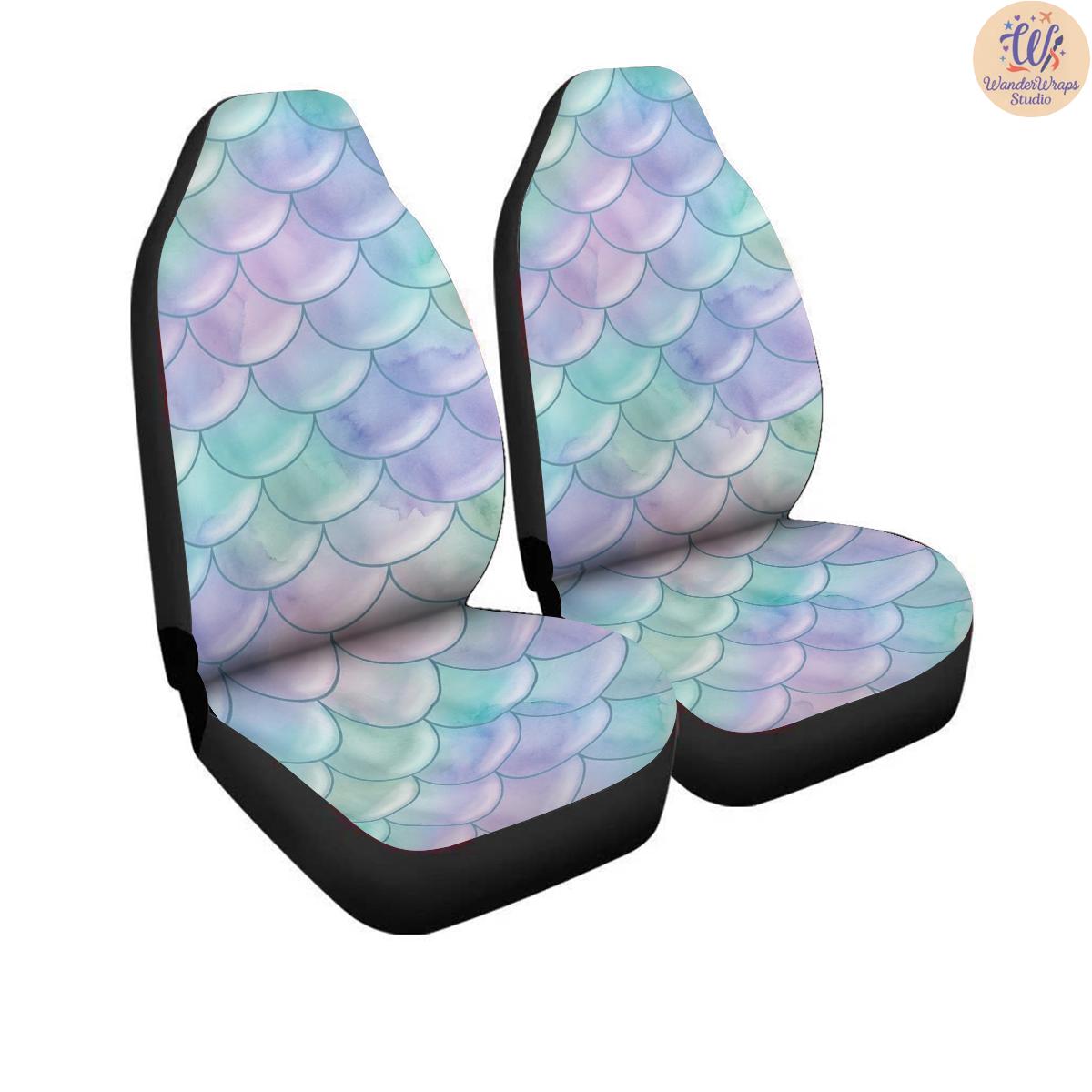 Mermaid Scale Car Seat Covers – High Quality Graphic and Polar Fleece Protector Set