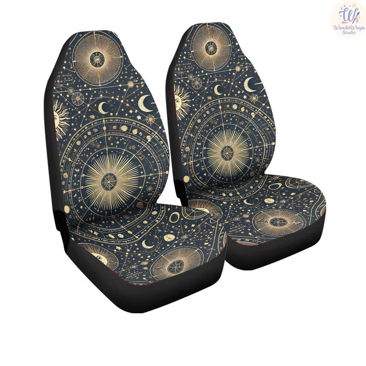 Celestial Astrology Car Seat Covers – High Quality Graphic and Polar Fleece Protector Set