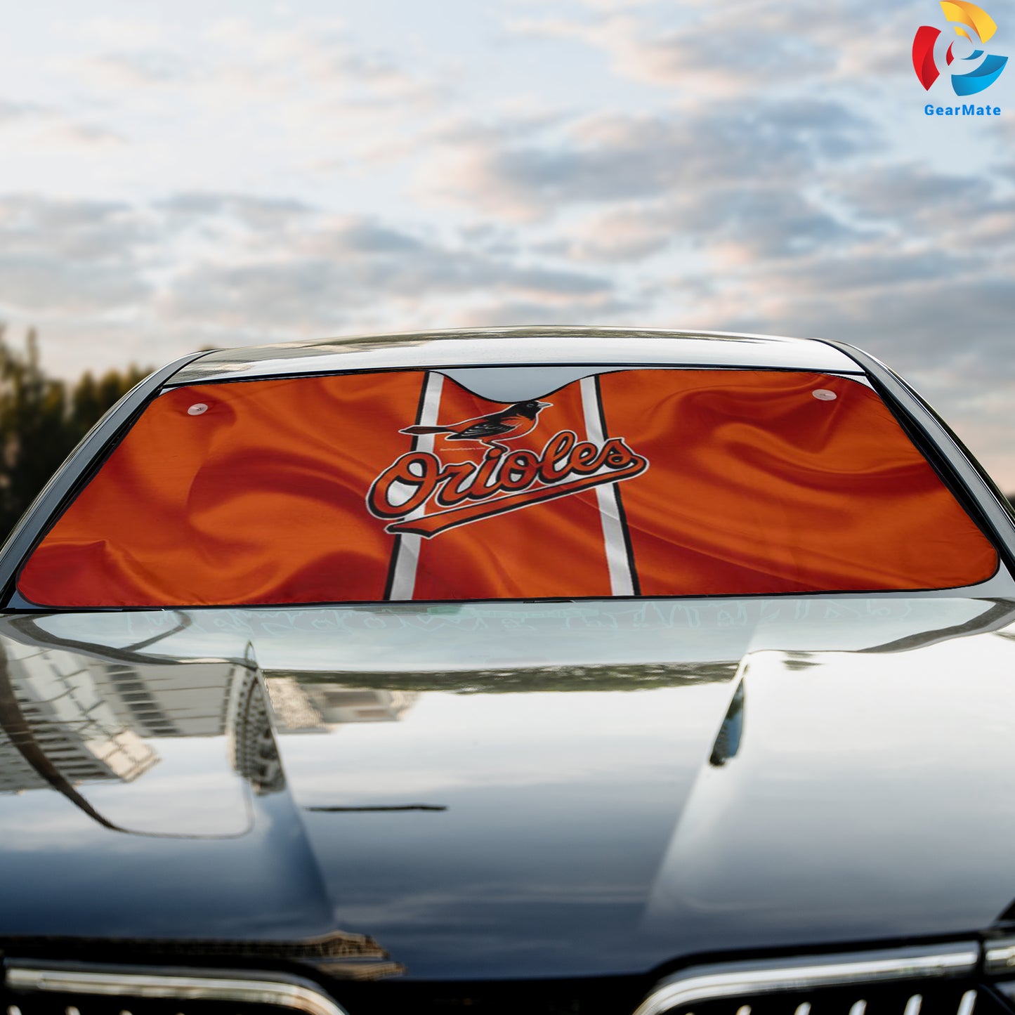 Baltimore Orioles Reflective Car Sunshade – Premium Heat & UV Protection, Universal Fit