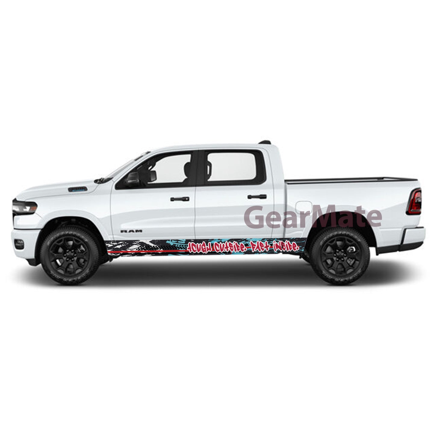 Tough Outside Fast Inside Rocker Panel Graphic Decal Kit (Left & Right Sides) - High Quality Vinyl for Trucks & SUVs