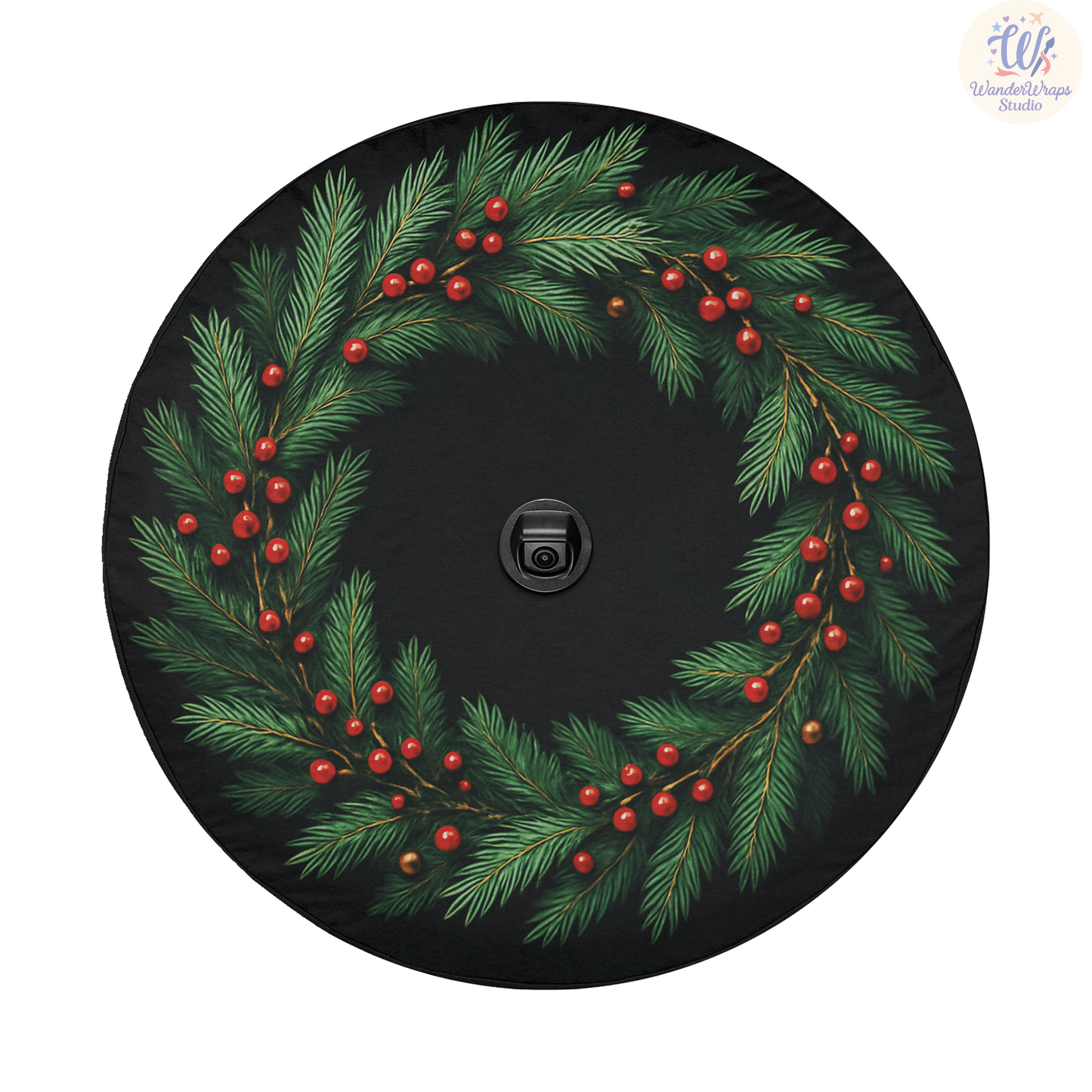 Christmas Wreath Spare Tire Cover – Waterproof UV Resistant Protector with Camera Hole