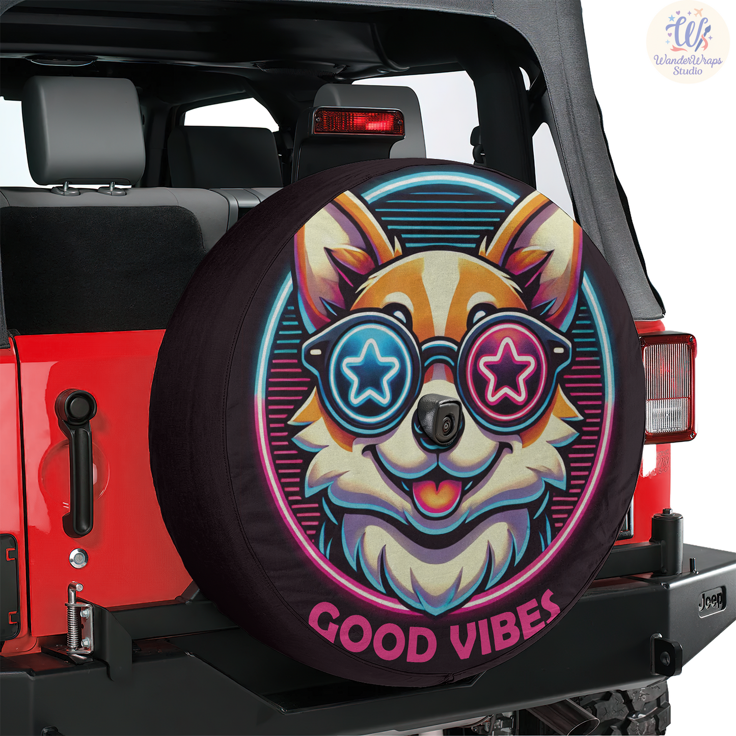 Cute Corgi Dog Spare Tire Cover – Waterproof UV Resistant Protector with Camera Hole
