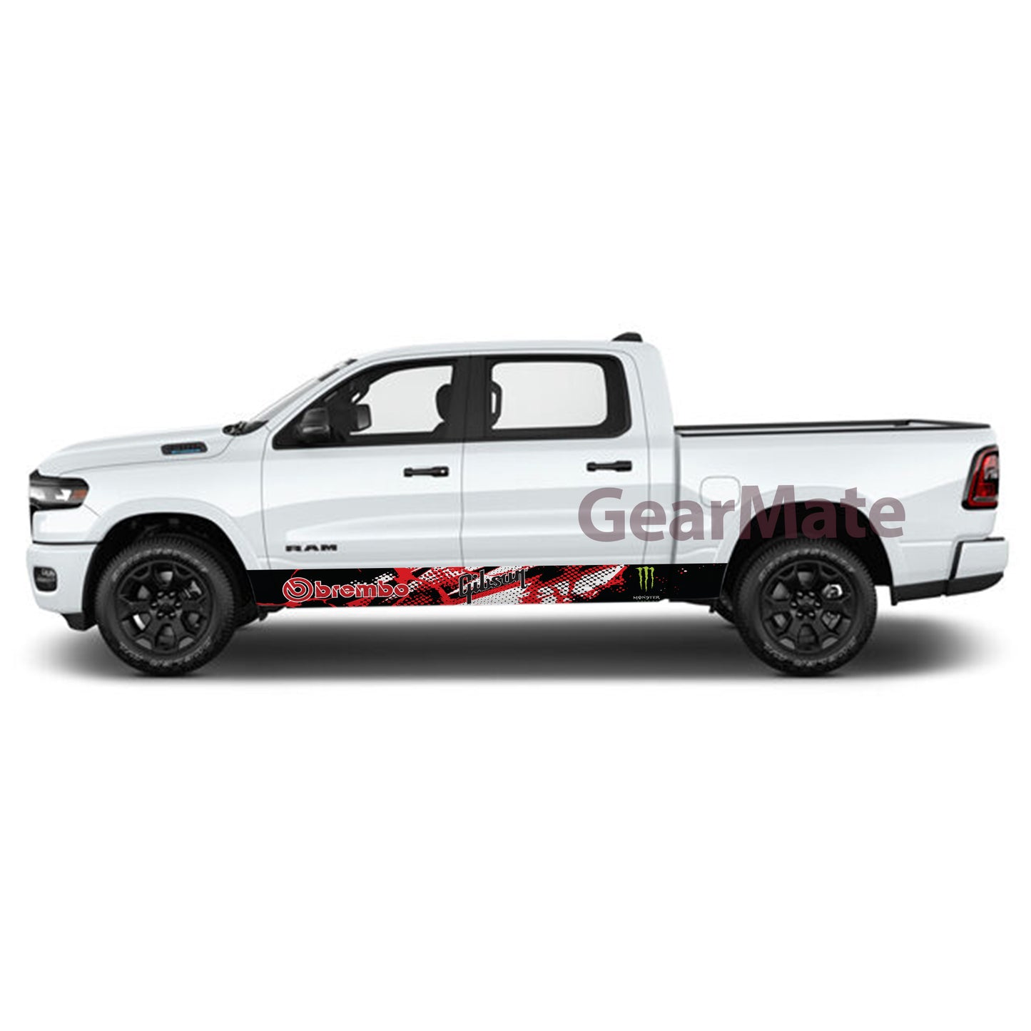 Racing Red Monster Total Rocker Panel Graphic Decal Kit (Left & Right Sides) - High Quality Vinyl for Trucks & SUVs