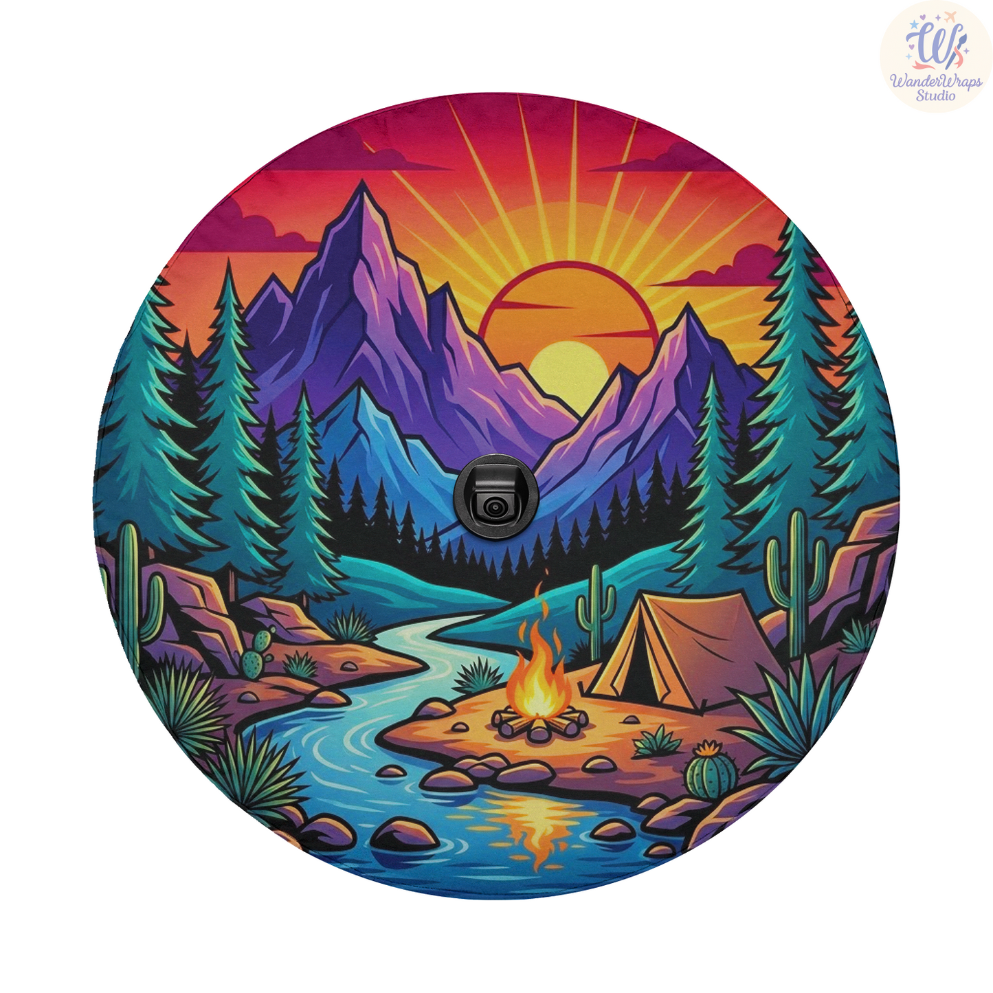 Mountain Landscape At Sunset Spare Tire Cover – Waterproof UV Resistant Protector with Camera Hole