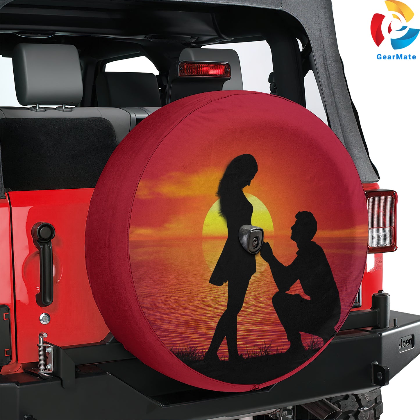 Couple Proposal Spare Tire Cover – Premium Waterproof UV Resistant Protector