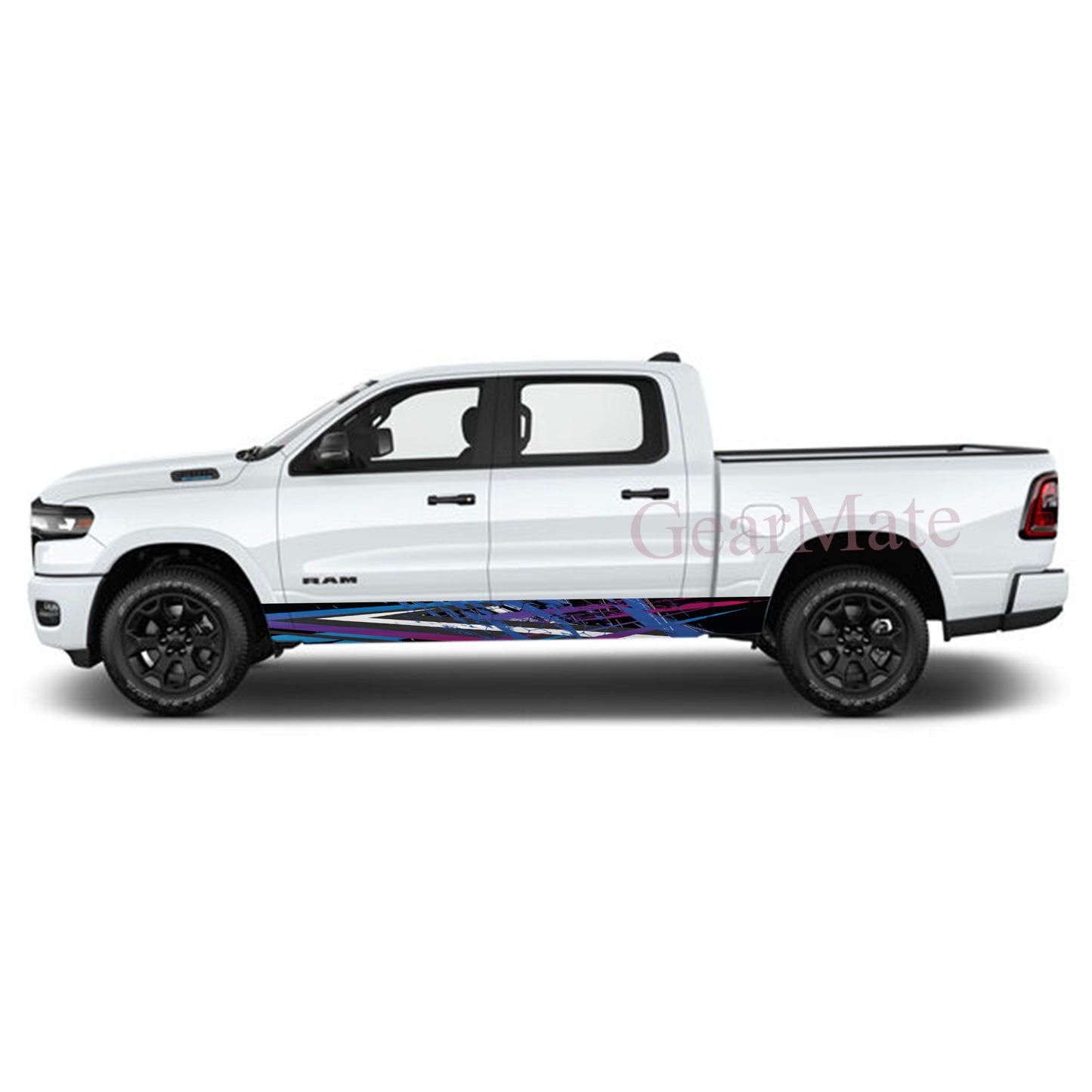 Racing Stripe Paint Blue Rocker Panel Graphic Decal Kit (Left & Right Sides) - High Quality Vinyl for Trucks & SUVs